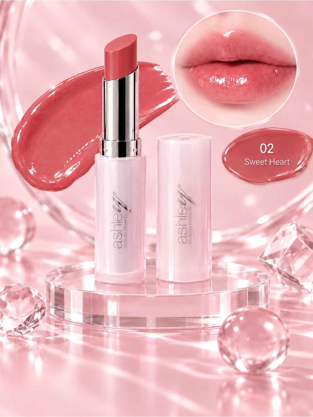 Ashley A-445 Melting Plump Lipstick 02 Sweet Heart | Thai T-Beauty